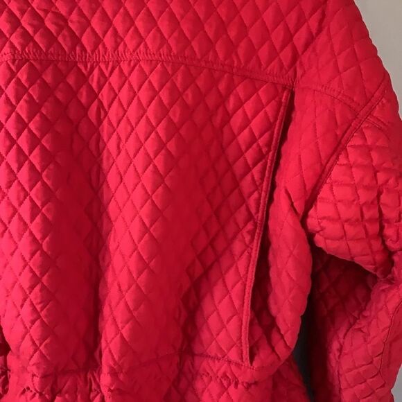 EXPRESS red coat front zipper four front pockets detachable collar - Picture 6 of 8